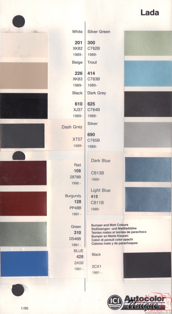 1989-1994 Lada Paint Charts Autocolor 2
